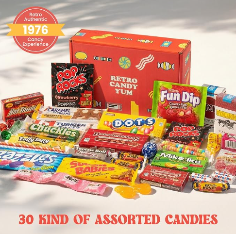 Woodstock Candy Retro Candy Yum 1976 nostalgic candy gift box with 30 assorted candies